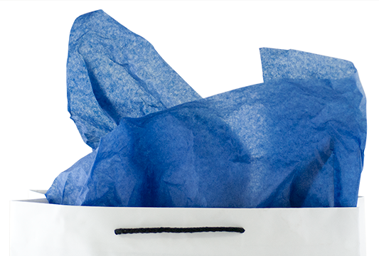 Royal blue tissue paper pack of 480 sheets, ideal for wrapping gifts elegantly while providing cushioning for fragile items.