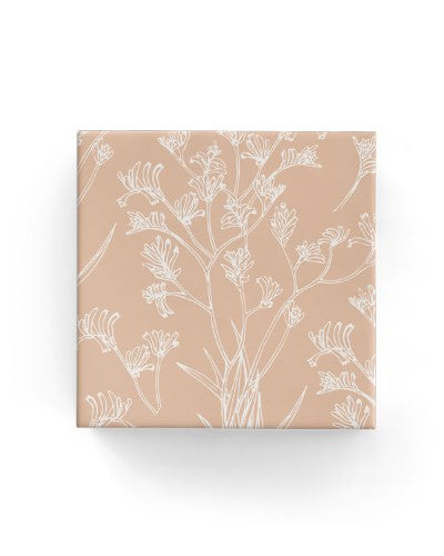Tissue paper featuring a 60cm Kangaroo Paw design on beige matte wrap, ideal for elegant gift wrapping and crafting.
