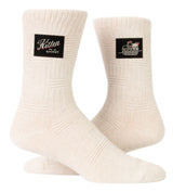 Blue Q Tag Socks in Large/Extra-Large with 'Kitten In A Basket' design, made of soft, organic cotton for ultimate comfort.
