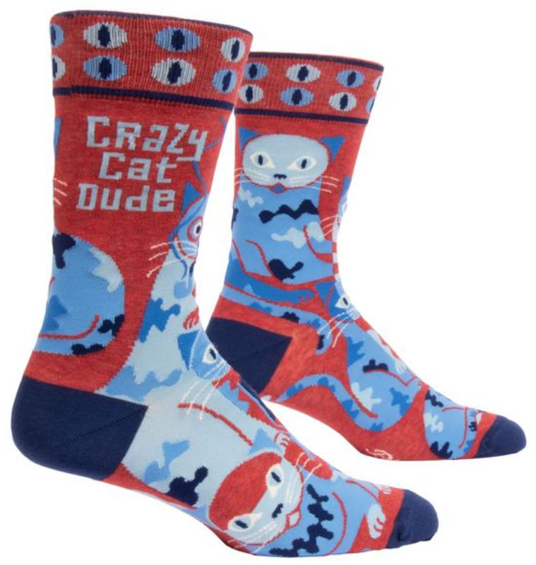 Men's socks featuring a playful cat design, made for comfort and style, suitable for shoe sizes 7-12, perfect for cat lovers.