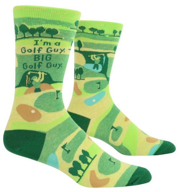 Blue Q Men's Socks featuring 'I'm A Golf Guy' for comfort and style, perfect for golf enthusiasts, size 7-12.