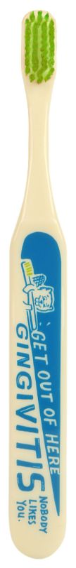 Whimsical beaver-designed toothbrush with soft bristles and wide grip, promoting effective cleaning and gingivitis prevention.