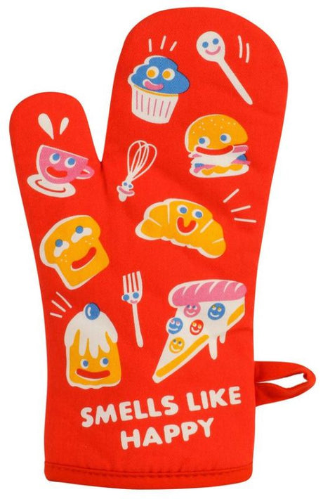 Vibrant cotton oven mitt with cheerful design, offering heat protection for joyful cooking experiences.