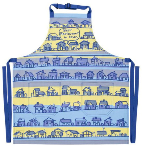 Chic 'Best Restaurant in Town' apron, crafted from heavy cotton twill, featuring long ties, pockets, and adjustable neck strap.