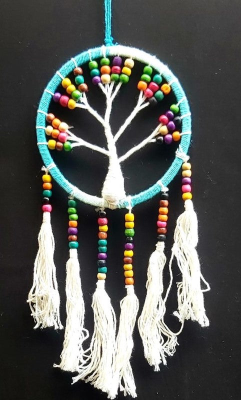 Set of 2 vibrant 12cm beaded Tree of Life dreamcatchers, symbolizing growth, positivity, and harmony in home decor.