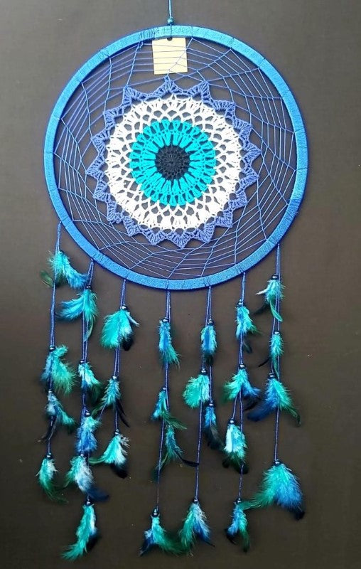 Handcrafted 32cm Nazar Crochet dreamcatcher featuring vibrant colors and intricate patterns, symbolizing protection and peace.