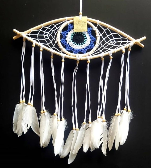 12cm Nazar Crochet dreamcatcher featuring a protective eye, vibrant colors, and intricate patterns for stylish home decor.