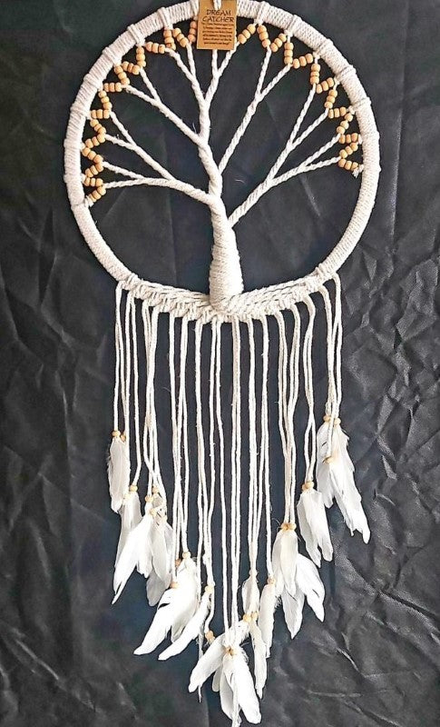 Natural Tree of Life dreamcatcher, 32cm, handmade with intricate vines, symbolizing growth and positive energy for home decor.