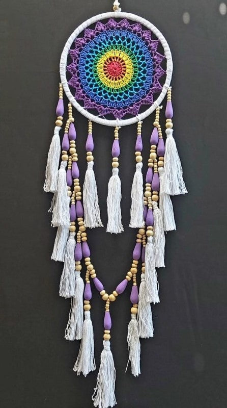 Dreamcatcher - Rainbow Crochet with Tassles (22cm)