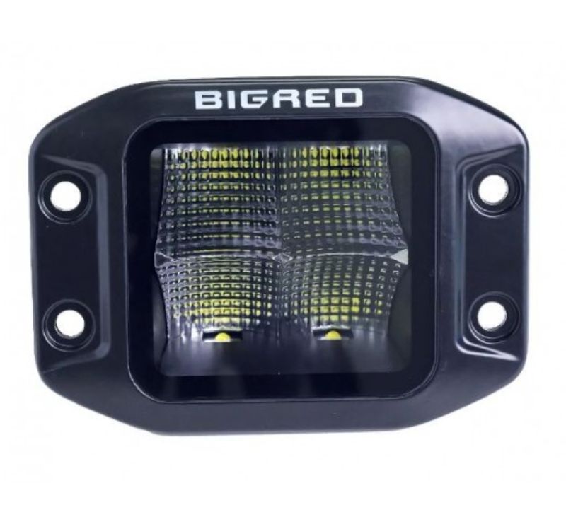 Compact 3.2IN BIG RED FLUSH LAMP with 40W Osram LEDs, ideal for off-road use, featuring durable design and 120-degree beam.