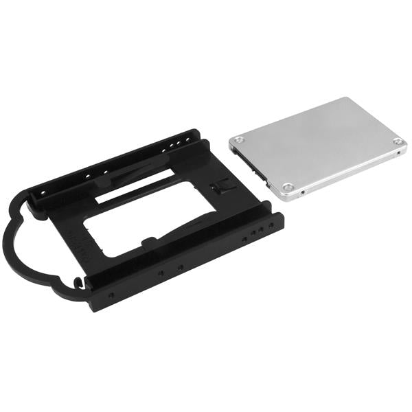 2.5" SSD/HDD mounting bracket for 3.5" drive bay, enabling tool-less installation for quick storage upgrades in desktops and servers.