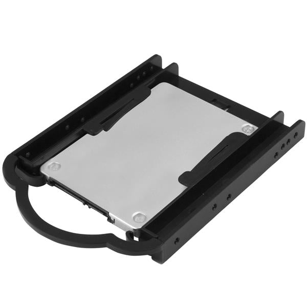 Tool-less 2.5" SSD/HDD mounting bracket for 3.5" drive bays, ensuring easy installation and secure drive placement.