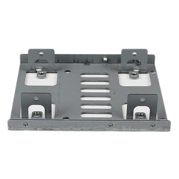 Dual 2.5" SATA HDD/SSD to 3.5" bracket adapter for enhancing desktop storage with solid steel construction.