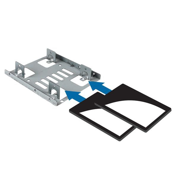 Dual 2.5" SATA HDD/SSD to 3.5" mounting bracket adapter for easy installation of two drives in one bay.