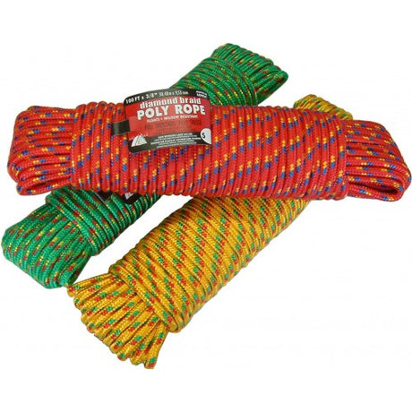 Rope Braided PP 10mm x 30m on plastic winder, strong, waterproof, UV-stable, ideal for outdoor and DIY use.