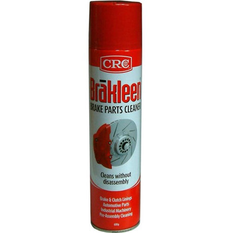 Powerful CRC Brakleen Aerosol 600gm for cleaning brake and clutch parts, effectively removing grease, oil, and contaminants.