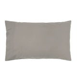 Grey organic cotton double duvet cover set with minimalist border, vintage-washed for softness and eco-friendly comfort.