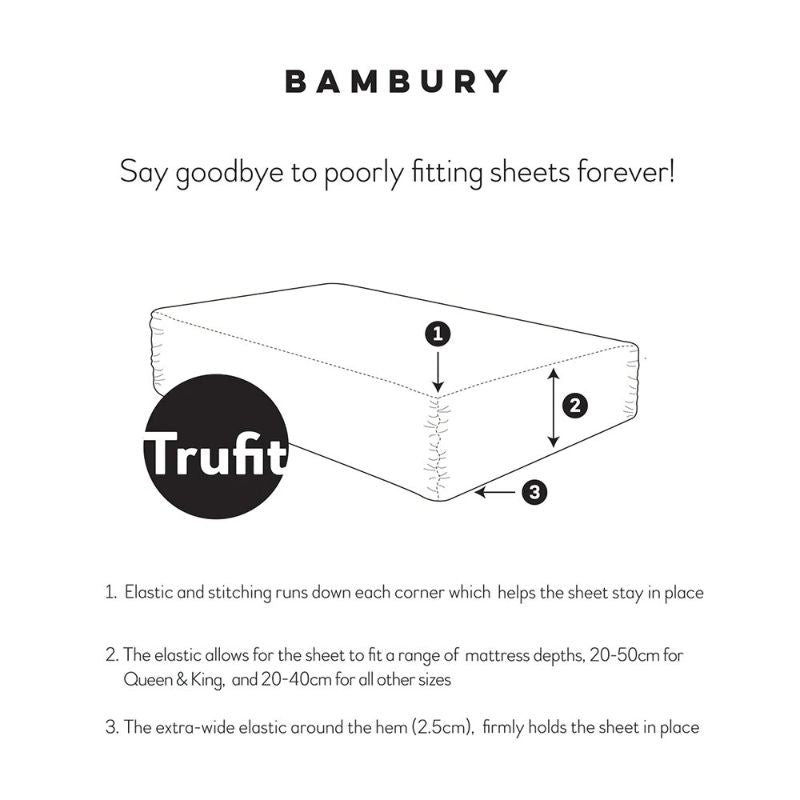 Bambury Tru Fit King Fitted Sheet in white, made from 100% cotton for ultimate comfort and a perfect fit on deep mattresses.