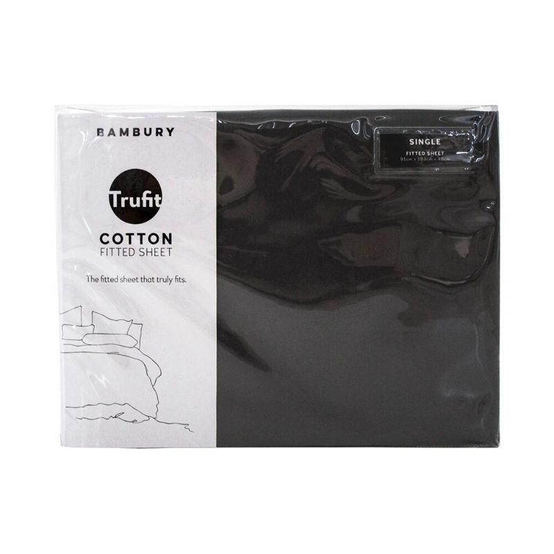 Charcoal fitted sheet designed for king mattresses, offering a snug fit and made from soft, durable 100% cotton.