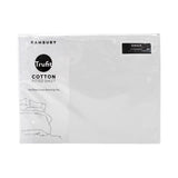 Bambury Tru Fit King Fitted Sheet in white, made of 100% cotton, designed for deep mattresses with secure elastic edges.