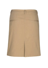 Lawson Ladies Chino Skirt in Dark Stone, size 10, featuring an A-line silhouette, pockets, and premium stretch fabric.