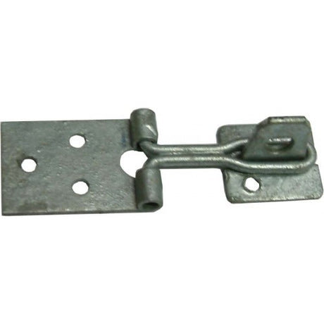 Galvanised steel wire hasp and staple set, 75mm, designed for outdoor security on sheds, gates, and storage units.