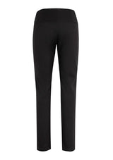 Ladies Bella Pant in Black, featuring a comfortable elastic waistband and faux back pockets for a polished, professional look.