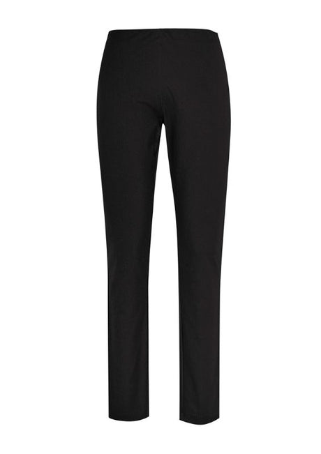 Ladies Bella Pant in black, XXS, featuring a comfortable waistband and tailored style with faux back pockets for professional wear.