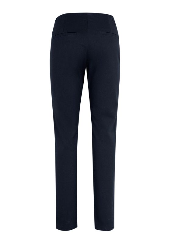 Ladies Bella Pant in Navy, Small size, featuring comfort stretch fabric and sleek design with faux back pockets for a professional look.