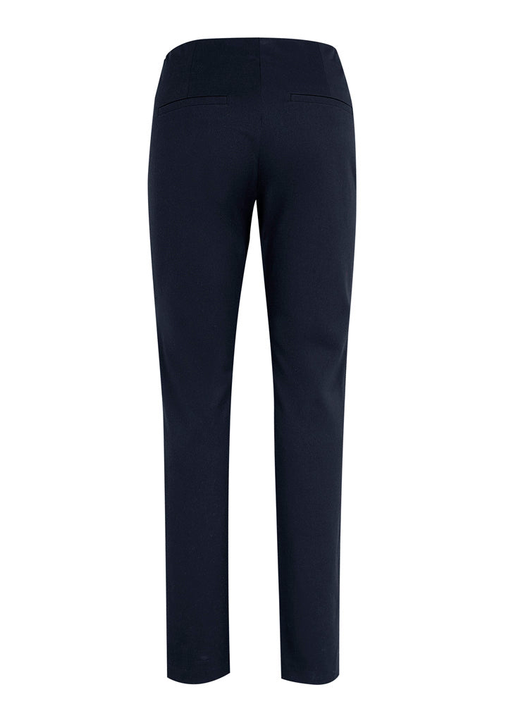 Navy Ladies Bella Pant in XS, featuring cotton-rich stretch fabric, flat elastic waistband, and sleek design for professional wear.