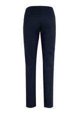 Navy Ladies Bella Pant in XS, featuring cotton-rich stretch fabric, flat elastic waistband, and sleek design for professional wear.