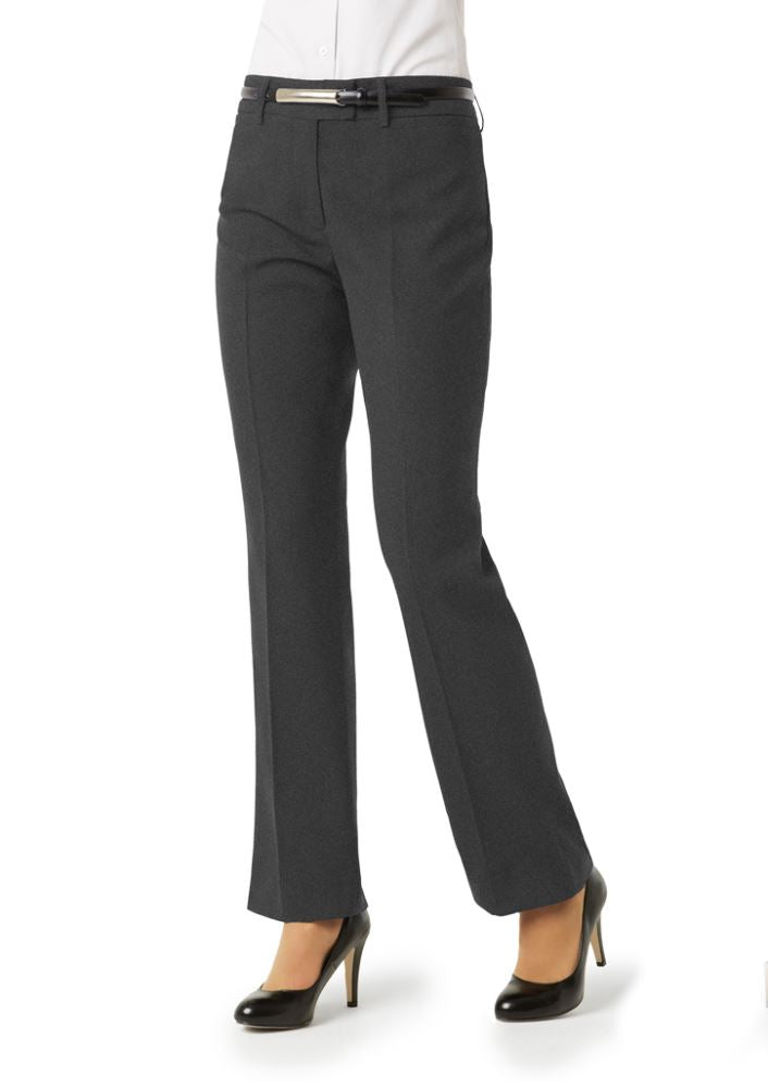 Ladies Classic Flat Front Pant in Charcoal, Size 20 with straight leg, front pockets, and easy-care mechanical stretch fabric.