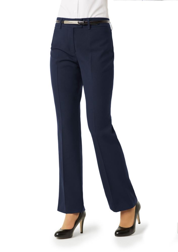 Ladies Classic Flat Front Pant in Navy, Size 22, features a stylish straight leg, easy-care fabric, and functional pockets.