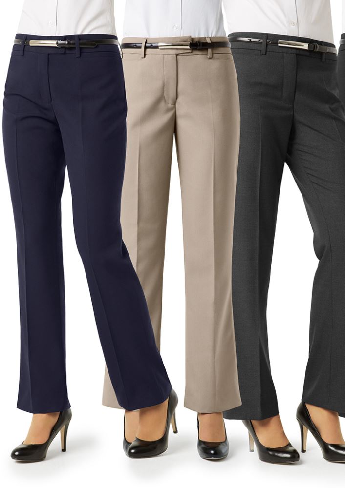 Ladies Navy Flat Front Pant in size 22, crafted for comfort with a stylish straight leg and functional pockets.