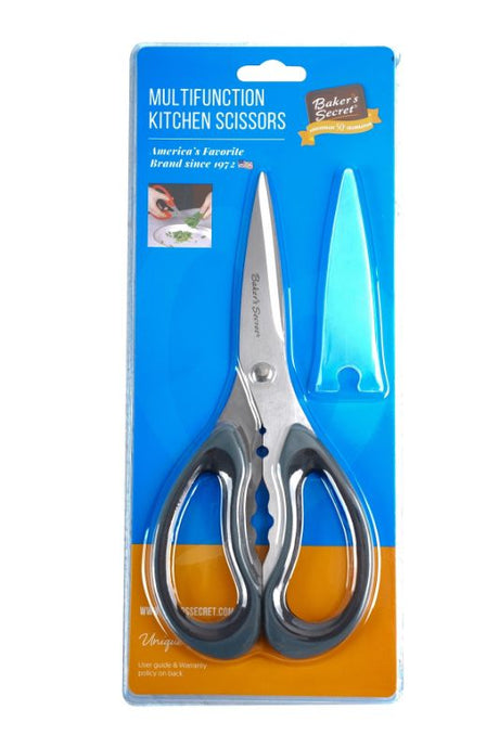 Multi-function 22cm kitchen scissors with stainless steel blades and ergonomic handle for versatile food preparation.