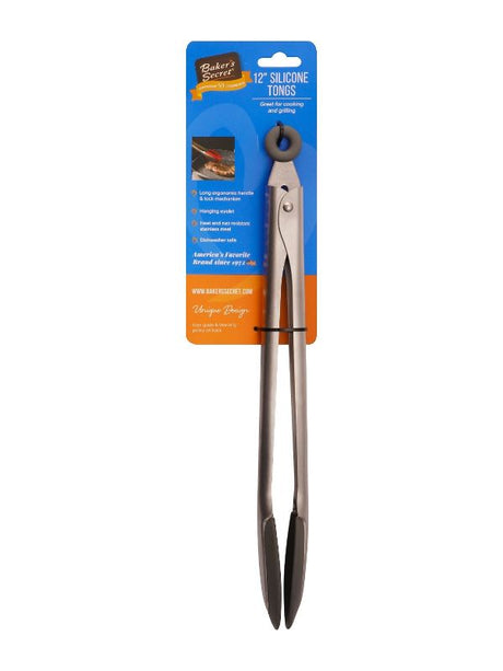 Ergonomic 23cm silicone food tongs with heat-resistant stainless steel, ideal for grilling and easy to clean.