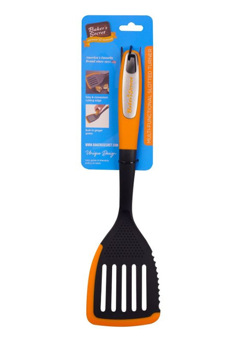 Silicone slotted turner (35cm) for flipping, serving, and draining; heat-resistant, non-stick, and dishwasher safe.