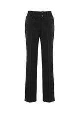 Ladies Stella Perfect Pant in black, size 14, features 4-way stretch, mid-rise design, and classic straight leg for versatile styling.