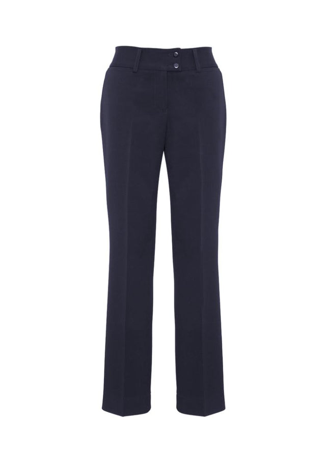 Ladies Eve Perfect Pant in Navy, size 26, featuring 4-way stretch, mid-rise design, and a classic straight leg for comfort and style.