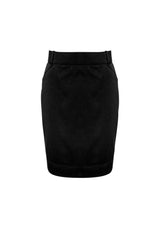 Black Ladies Detroit Flexi-Band Skirt in Size 22, featuring Teflon stain resistance, kick pleat, and two front pockets.