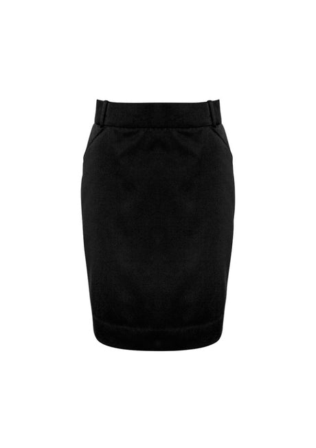 Black Ladies Detroit Flexi-Band Skirt in Size 22, featuring Teflon stain resistance, kick pleat, and two front pockets.