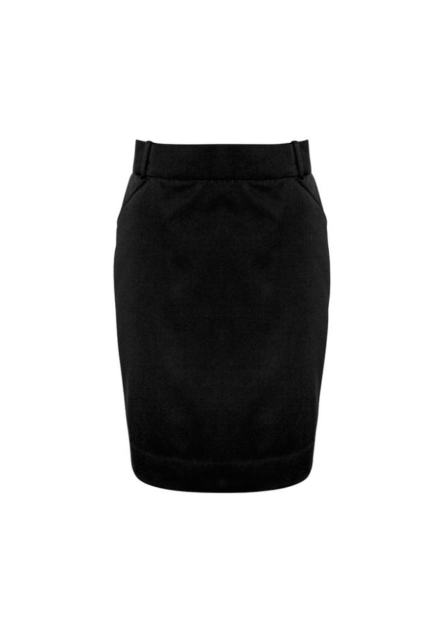Black Ladies Detroit Flexi-Band Skirt in Size 22, featuring Teflon stain resistance, kick pleat, and two front pockets.