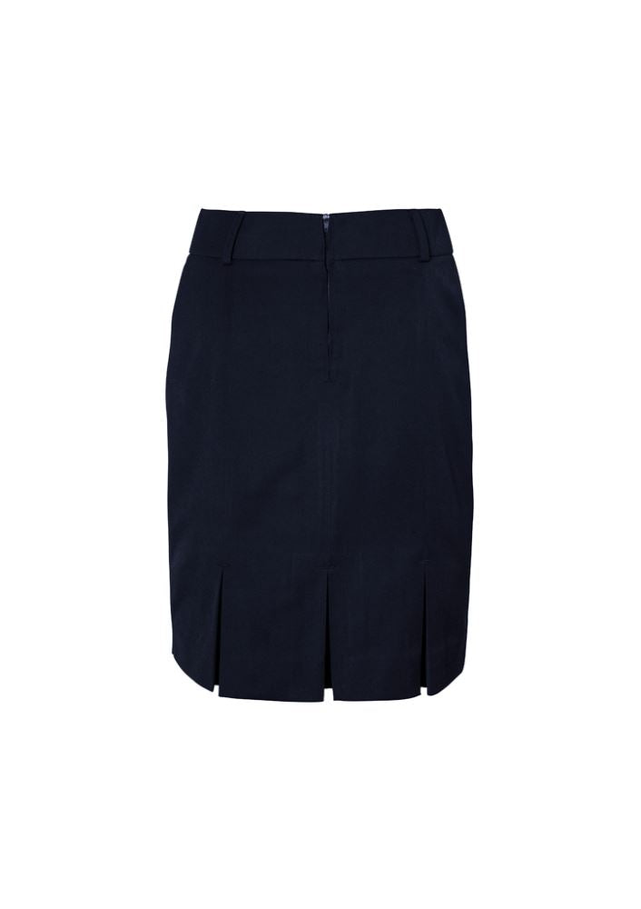 Navy Ladies Detroit Flexi-Band Skirt in Size 10, featuring Teflon stain resistance, kick pleat, and two front pockets.