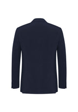 Men's classic navy jacket in size 87 featuring tailored fit, 2-button closure, and machine-washable fabric for easy care.