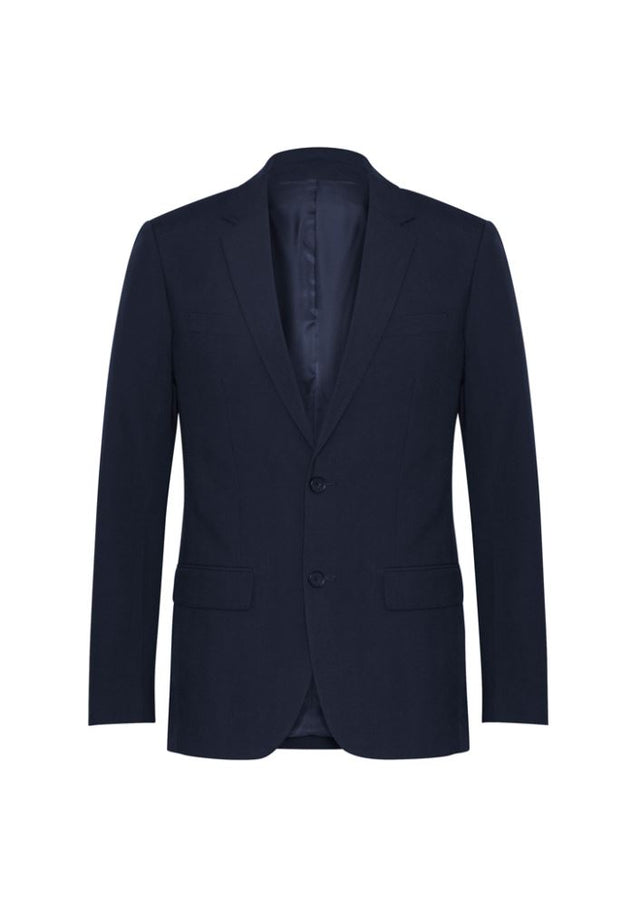 Men's Classic Navy Jacket by Biz Collection, size 107, tailored, machine-washable, with mechanical stretch for comfort.