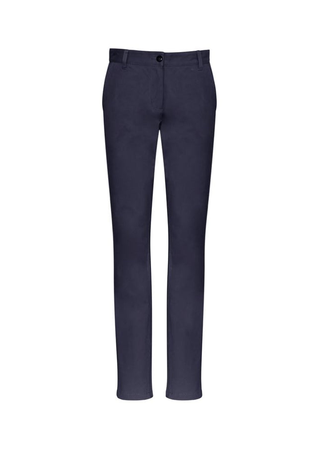 Navy Ladies Lawson Chino Pant in size 24, featuring comfortable mid-rise fit, tapered legs, and multiple pockets for style and practicality.