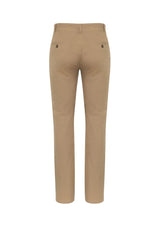 Men's dark stone chino pants with modern fit, flat front, tapered legs, and multiple pockets for style and comfort.