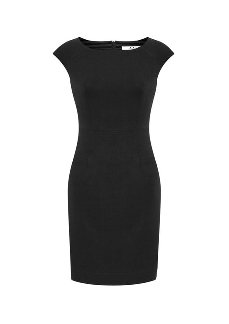 Elegant black Ladies Audrey Dress, Size 16, featuring stretch fabric, flattering seams, and sophisticated design for versatile wear.