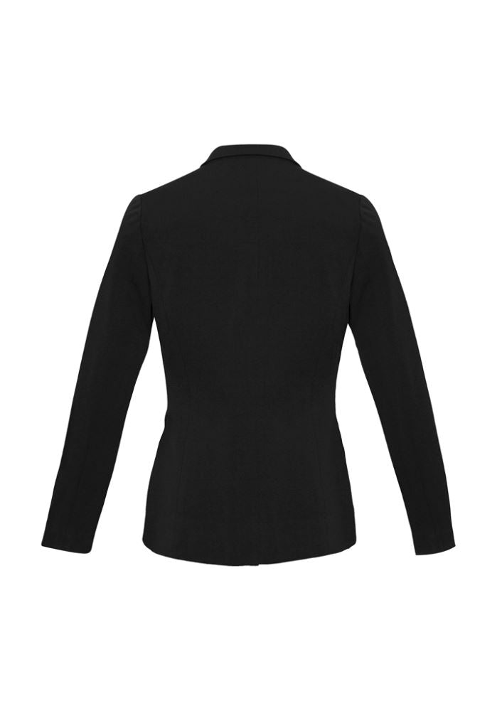 Ladies Bianca Jacket in black, size 18, featuring a stylish single button, notched lapel, and practical tailored pockets.