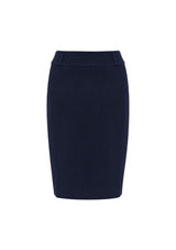 Ladies Loren Skirt in Navy, Size 6, featuring modern knee-length design, 4-way stretch fabric, and professional elegance.